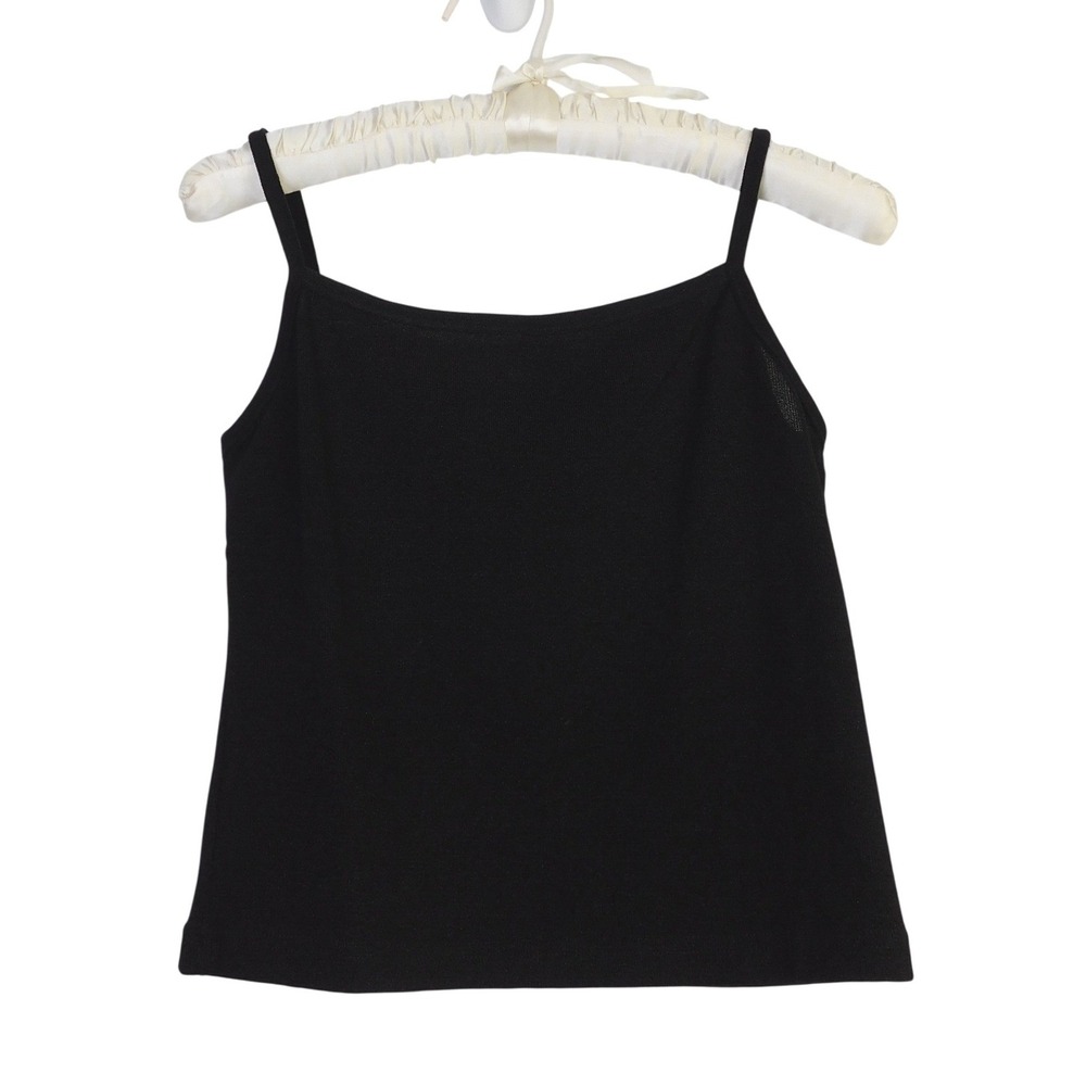 Maldita Womens Black Knit Square Neck Spaghetti‎ Strap Camisole Top Size S Y2K